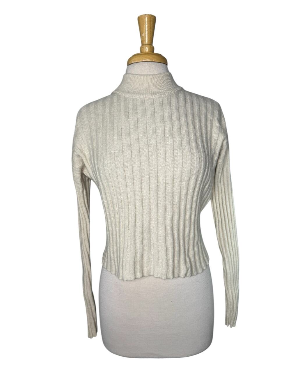MADEWELL Mockneck Crop Sweater in Antique Cream Size Medium Womens Wool Blend